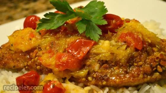 Almond Crusted Chicken With Tomato Citrus Sauce