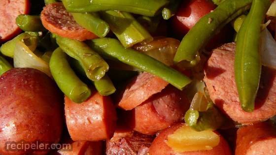 Amy's Po' Man Green Beans and Sausage Dish