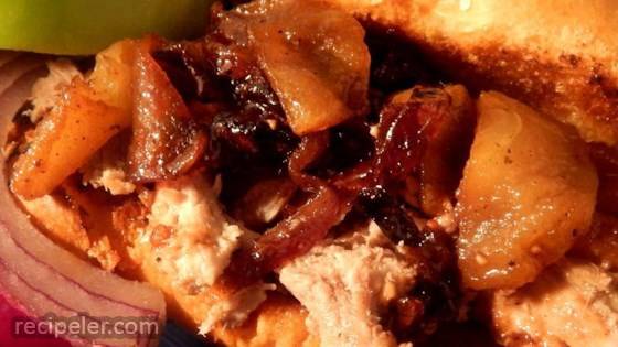 Apple Cider Pulled Pork with Caramelized Onion and Apples