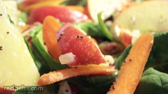 Apple, Pecan, Cranberry, and Avocado Spinach Salad with Balsamic Dressing