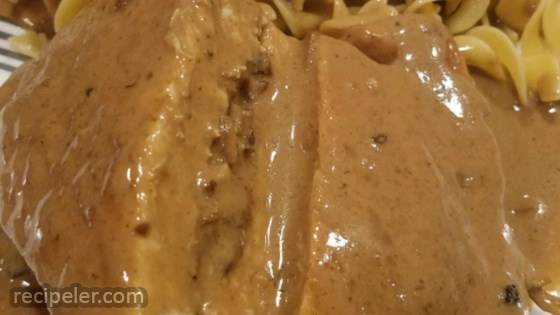 Bacon-Stuffed Pork Chops with Creamy Balsamic Sauce