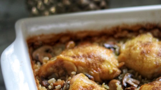 Baked Chicken Thighs With Mushroom Brown Rice