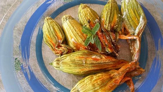 Baked Talian Pumpkin Blossoms Stuffed With Ricotta (fiori Di Zucca Ripieni Di Ricotta)