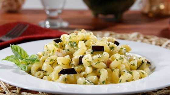 Barilla&#174; Gluten Free Elbows Pasta Salad With Basil Pesto, Eggplant & Parmigiano Cheese