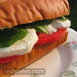 Basil, Tomato and Mozzarella Sandwich
