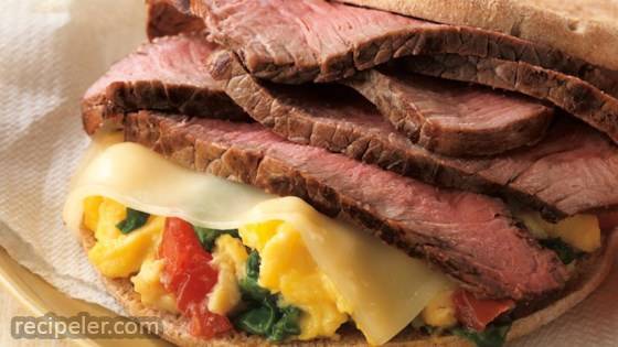 Beef and Spinach Breakfast Sandwich