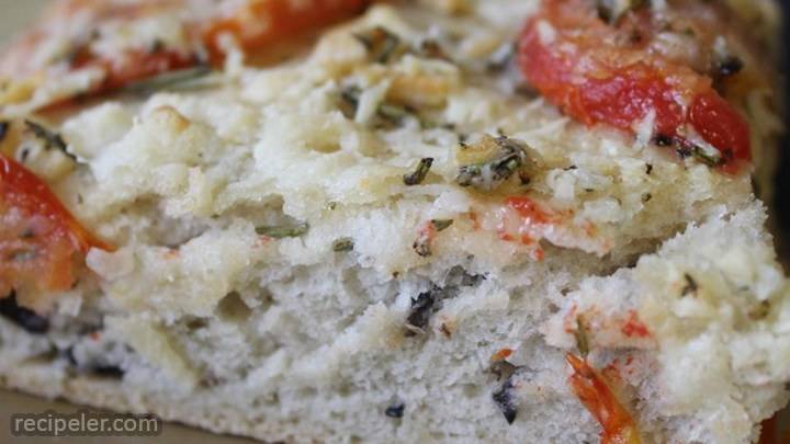 black olive and rosemary focaccia