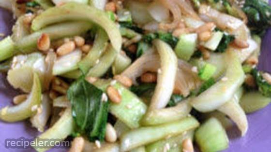 Bok Choy With Pine Nuts And Sesame Seeds