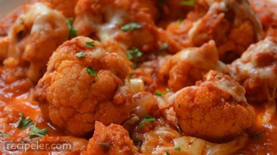 Broiled Cauliflower with Four Cheese Tomato Sauce