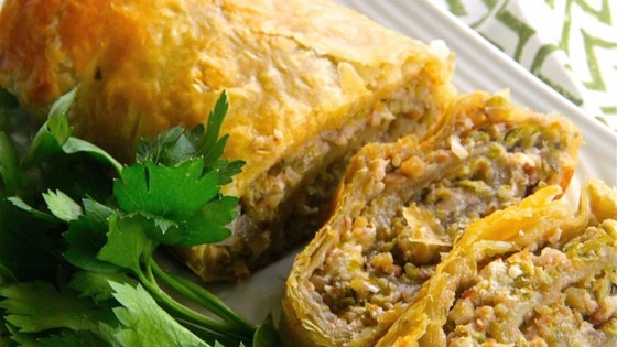 brussels sprouts and feta pastry roll