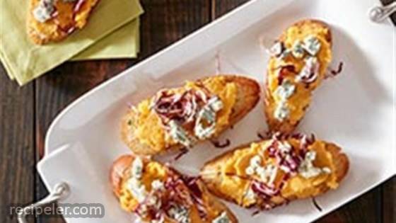 Butternut Crostini with Radicchio and Blue Cheese