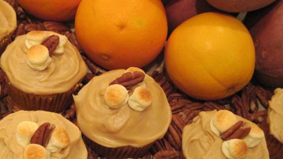 candy'd sweet potato cupcakes with brown sugar cing