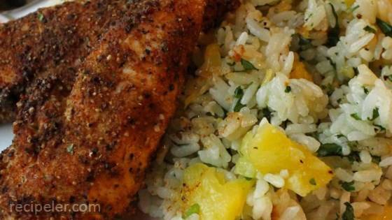 Caribbean Chicken with Pineapple-Cilantro Rice