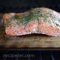 Cedar Plank-Grilled Salmon with Garlic, Lemon and Dill