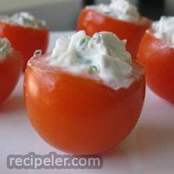 Cherry Tomatoes Filled with Goat Cheese