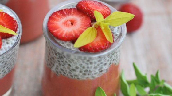 chia pudding with strawberry puree