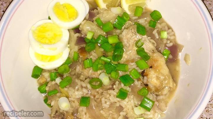 chicken arroz caldo (chicken rice porridge)