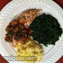 Chicken Breasts with Plum Salsa and Basmati Rice