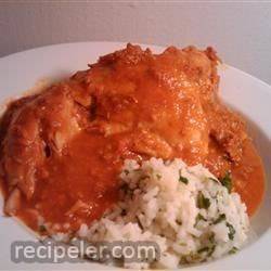 Chicken with Red Chile Sauce and Sausage (Pollo con Salsa Rojo y Chorizo)