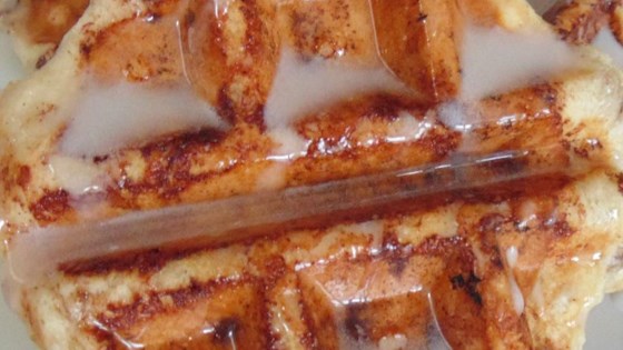 cinnamon roll waffles with cream cheese syrup