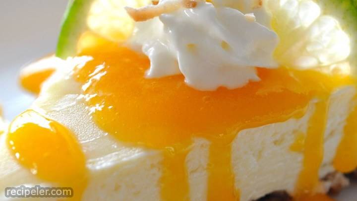 Coconut-lime Cheesecake With Mango Coulis