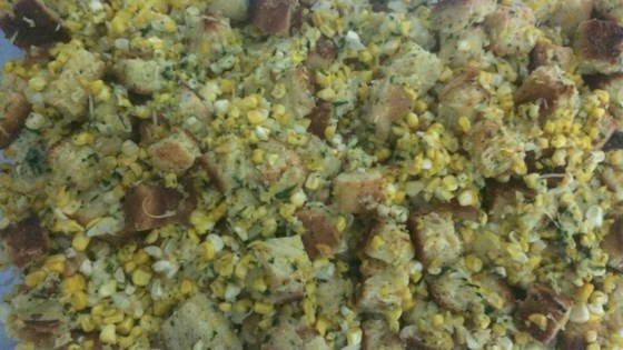 Corn And Challah Stuffing With Fried Sage