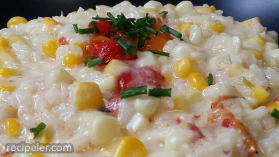 Corn Risotto with Roasted Red Pepper