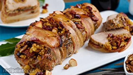 Cornbread-Stuffed Bacon-Wrapped Pork Tenderloin