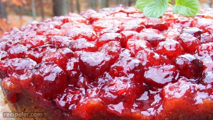 cranberry upside-down sour cream cake