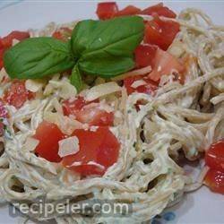 Creamy Pesto Pasta Salad with Chicken, Asparagus and Cherry Tomatoes