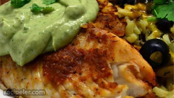 Crispy Chipotle Lime Tilapia With Cool Avocado Sauce