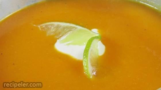 Curried Butternut Squash Soup with Lime Cream