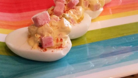 deviled eggs with spam® with bacon