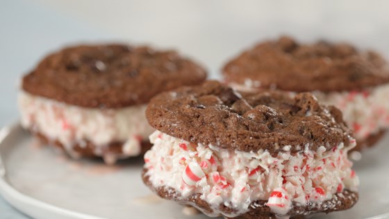 Double Chocolate And Peppermint Ce Cream Sandwich Cookies