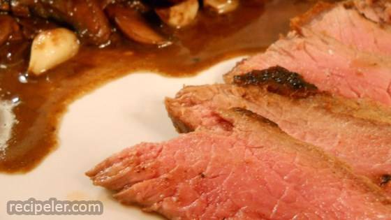 Flat ron Steak with Mushrooms