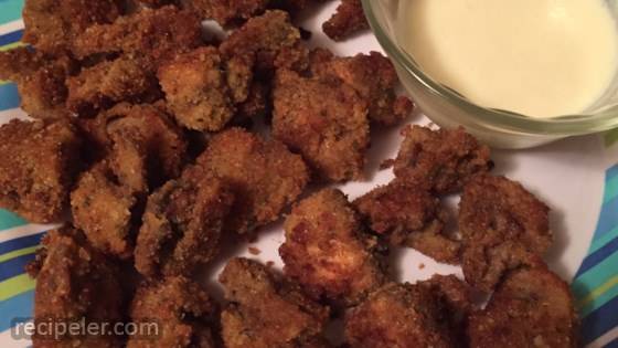 Fried Mushrooms with Feta Cheese Sauce