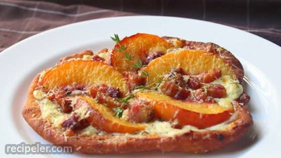 Fried Peach and Pancetta Pizza