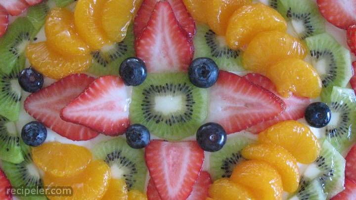 fruit pizza with white chocolate