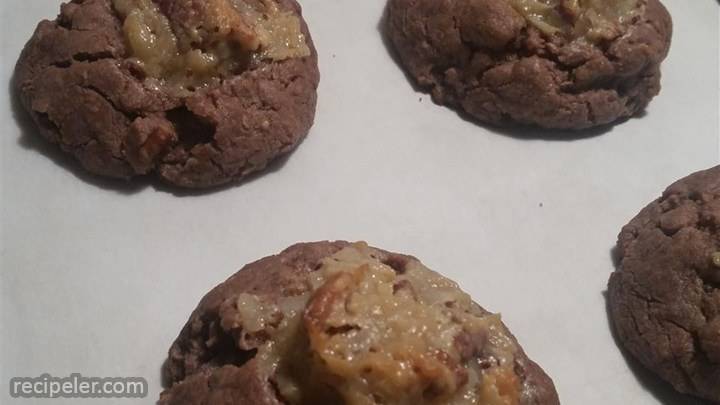 German Chocolate Thumbprint Cookies