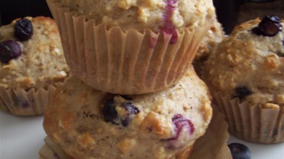 get-up-and-go muffins with greek yogurt, oatmeal, and blueberries