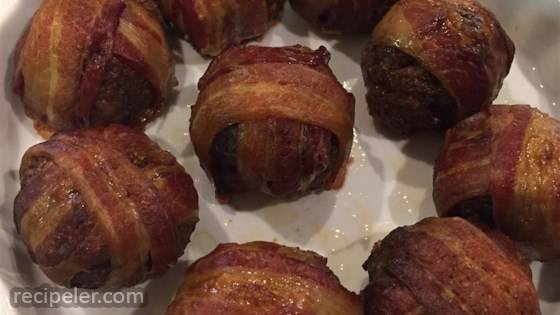 Giant Bacon-Wrapped Meatballs