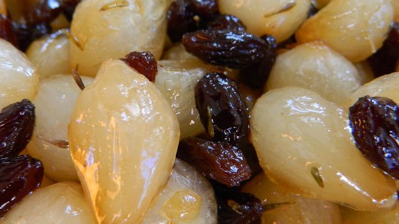 Glazed Pearl Onions With Raisins And Almonds