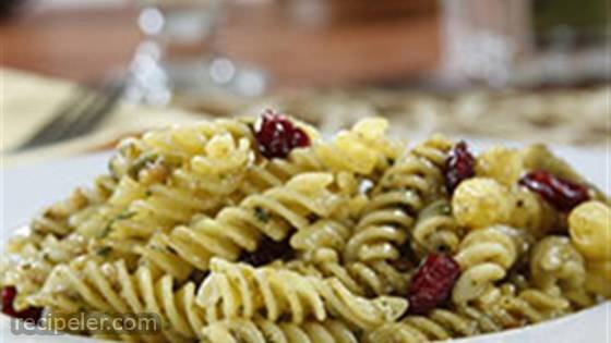 Gluten Free Rotini with a Charred Green Onion Pesto, Toasted Cashews and Cranberries