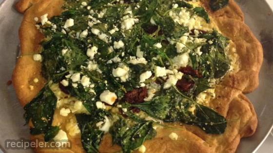 Greek Pizza with Spinach, Feta and Olives