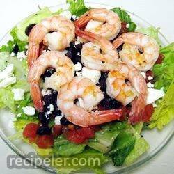 Greek-Style Shrimp Salad on a Bed of Baby Spinach
