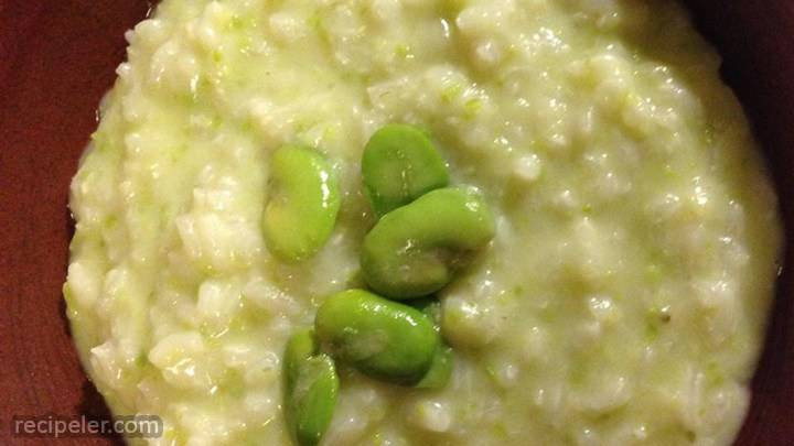 green risotto with fava beans