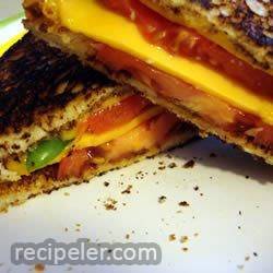 Grilled Cheese with Tomato, Peppers and Basil