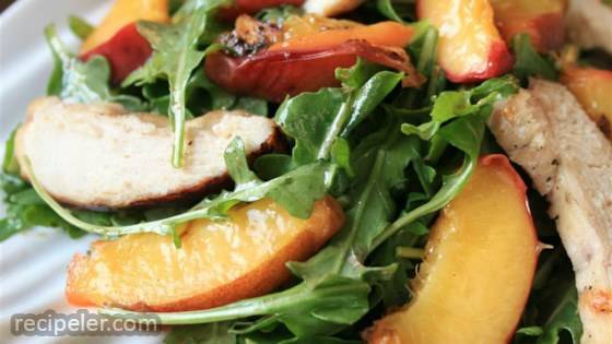 Grilled Chicken, Peach, and Arugula Salad