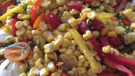 Grilled Corn Salad With Mozzarella, Bell Peppers, And Cherry Tomatoes