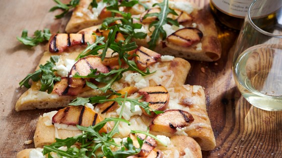 grilled peach and goat cheese flatbread